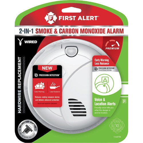 First Alert Hardwire Interconnect Smoke & CO Alarm with AA Battery Backup & Voice (SMCO100V)