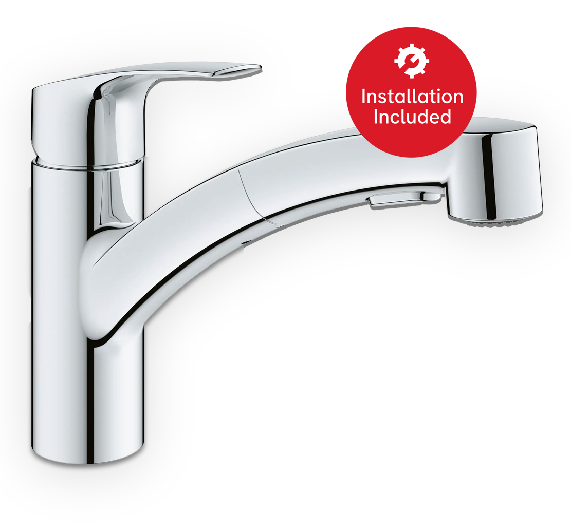 GROHE Eurosmart® Single-Handle Dual Spray Pull-Out Kitchen Faucet (Chrome)