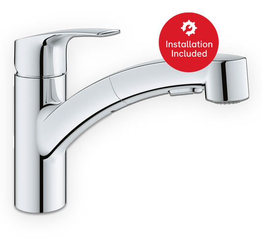 GROHE Eurosmart® Single-Handle Dual Spray Pull-Out Kitchen Faucet (Chrome)