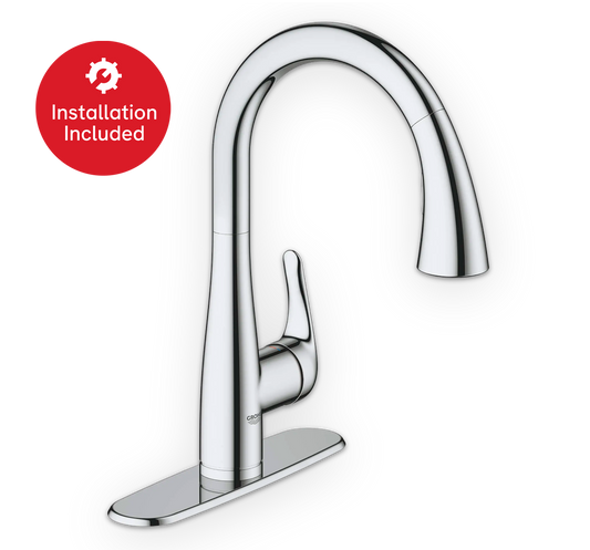 GROHE Elberon® Single-Handle Pull Down Dual Spray Kitchen Faucet (Chrome)