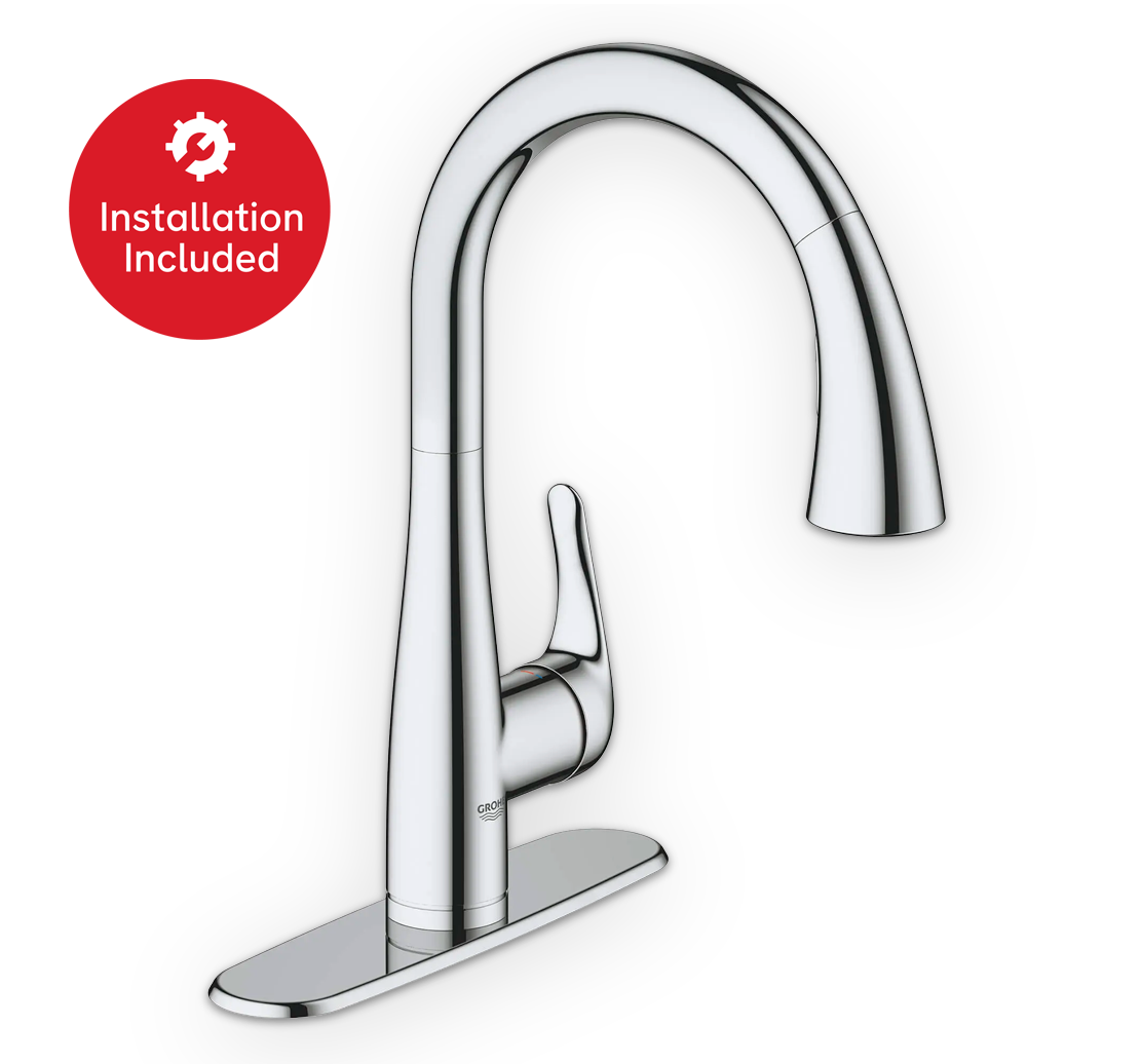 GROHE Elberon® Single-Handle Pull Down Dual Spray Kitchen Faucet (Chrome)