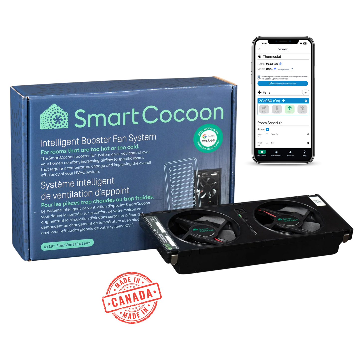 SmartCocoon Smart Vent / Register Booster Fan For 3x10 and 4x10 Vents
