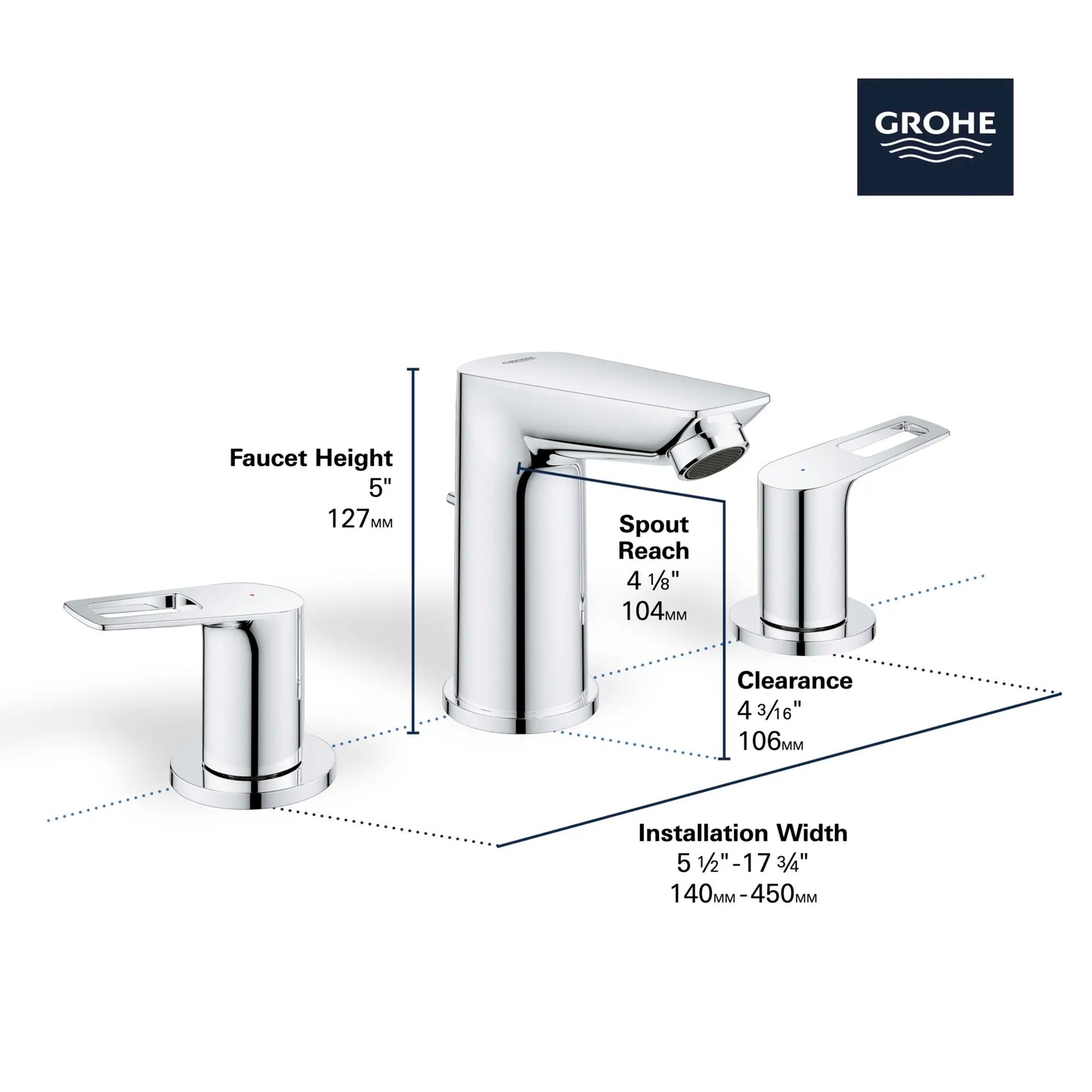 GROHE Bauloop Two-Handle M-Size Bathroom Faucet