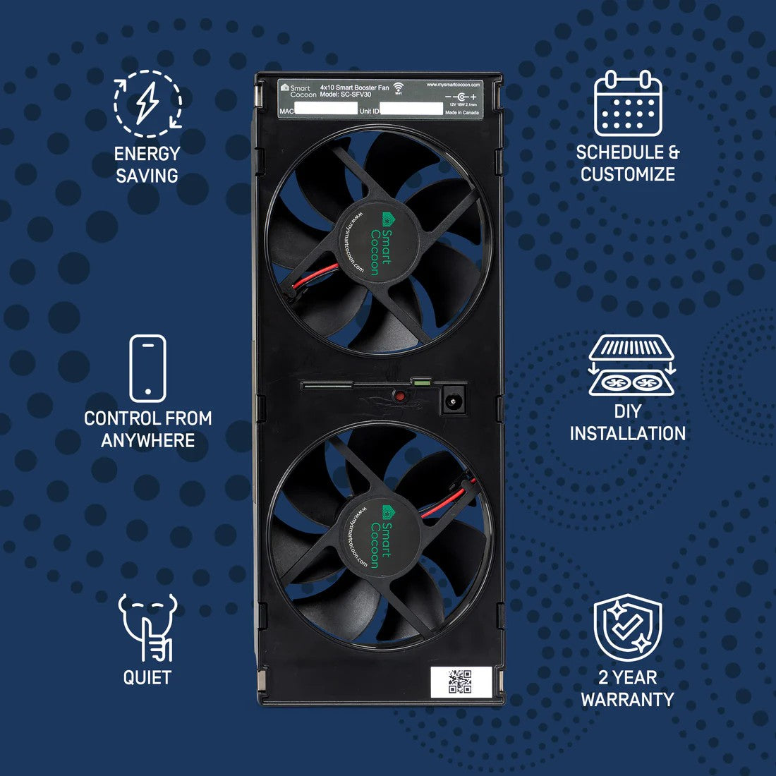SmartCocoon Smart Vent / Register Booster Fan For 3x10 and 4x10 Vents