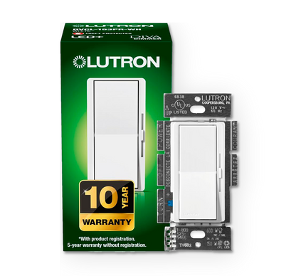 Lutron Diva LED+ Dimmer Switch for Dimmable LED/Halogen/Incandescent Bulbs, Single-Pole or 3-Way (White)