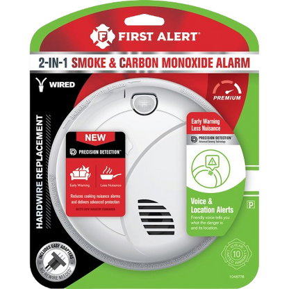First Alert Hardwire Interconnect Smoke & CO Alarm with AA Battery Backup & Voice (SMCO100V)