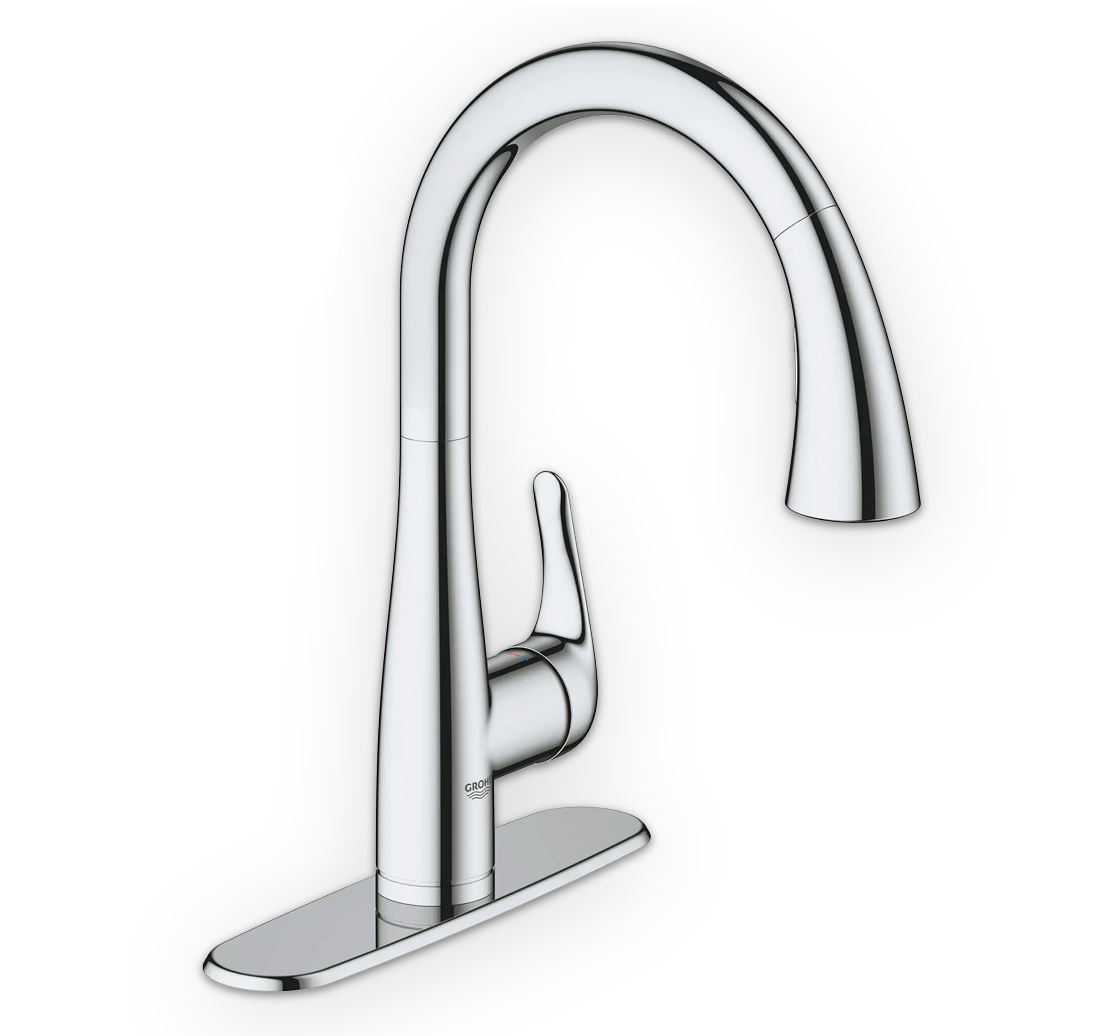 GROHE Elberon® Single-Handle Pull Down Dual Spray Kitchen Faucet (Chrome)