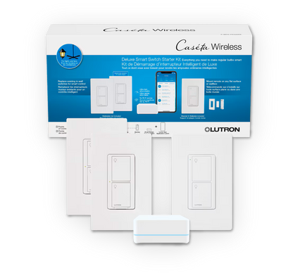 Lutron Caseta Smart Switch (2-Pack) with Smart Hub and Remote, Neutral Wire Required (White)