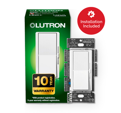 Lutron Diva LED+ Dimmer Switch for Dimmable LED/Halogen/Incandescent Bulbs, Single-Pole or 3-Way (White)
