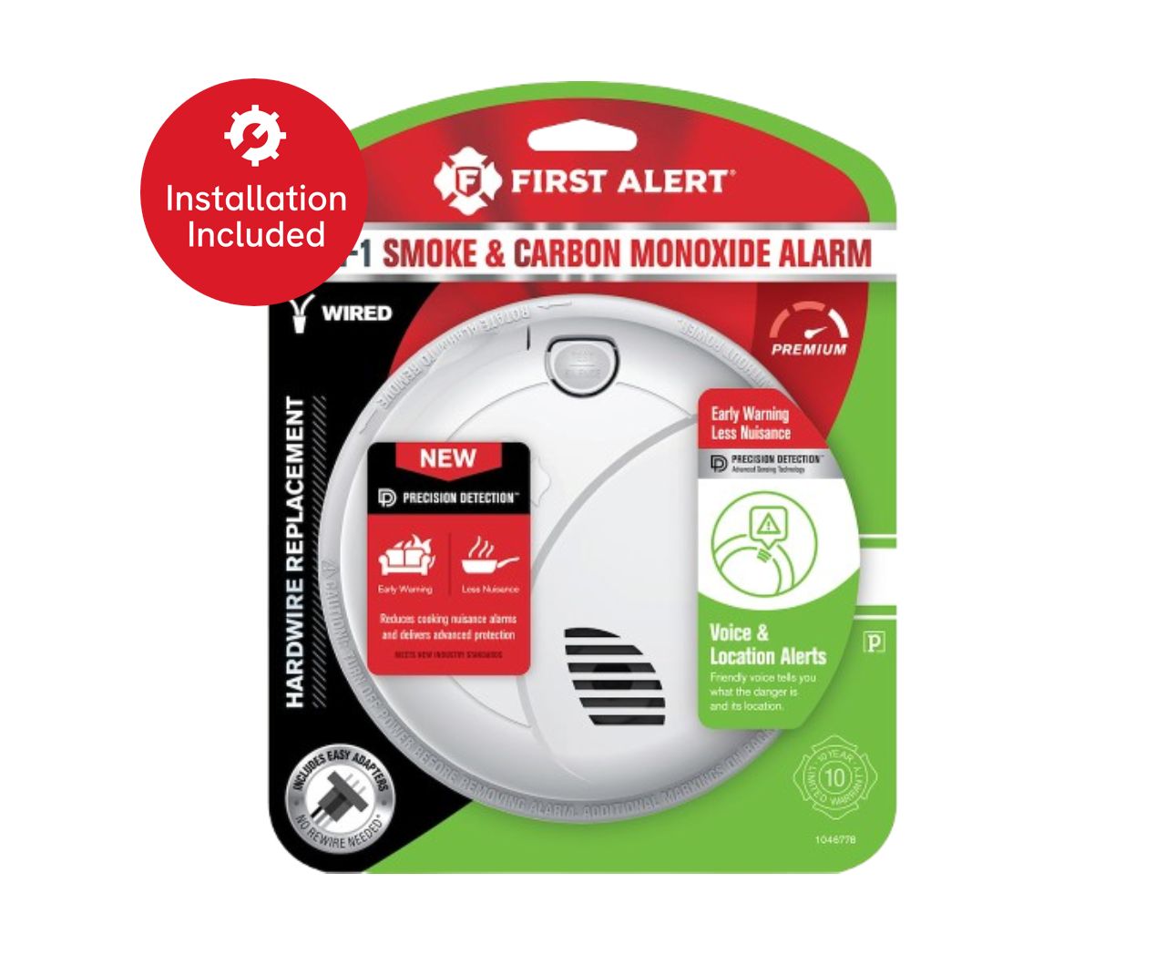 First Alert Hardwire Interconnect Smoke & CO Alarm with AA Battery Backup & Voice (SMCO100V)