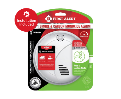First Alert Hardwire Interconnect Smoke & CO Alarm with AA Battery Backup & Voice (SMCO100V)