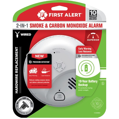 First Alert Hardwire Interconnect Smoke & CO Alarm with 10-Year Sealed Lithium Battery Backup (SMICO105-AC)