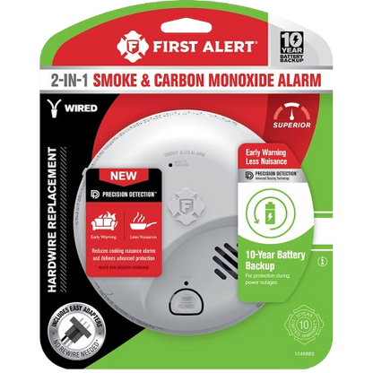 First Alert Hardwire Interconnect Smoke & CO Alarm with 10-Year Sealed Lithium Battery Backup (SMICO105-AC)