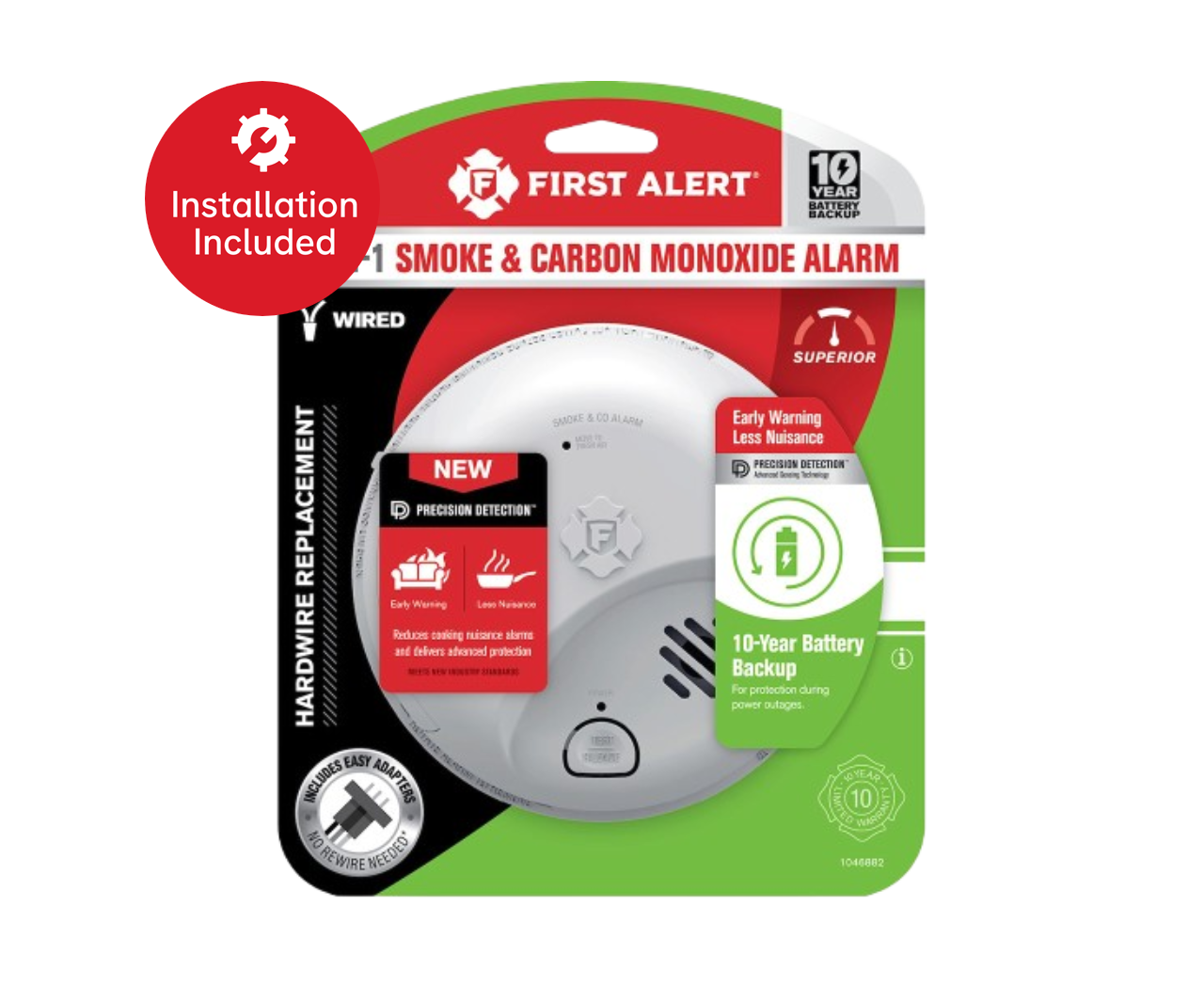 First Alert Hardwire Interconnect Smoke & CO Alarm with 10-Year Sealed Lithium Battery Backup (SMICO105-AC)