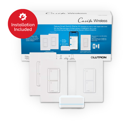 Lutron Caseta Smart Switch (2-Pack) with Smart Hub and Remote, Neutral Wire Required (White)