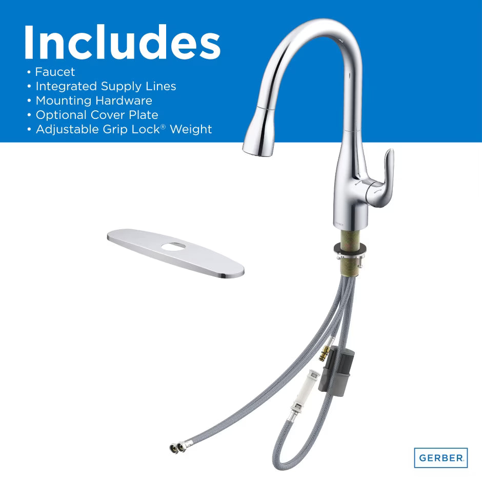 Gerber™ Viper Single Handle Pull Down Kitchen Faucet (Chrome)