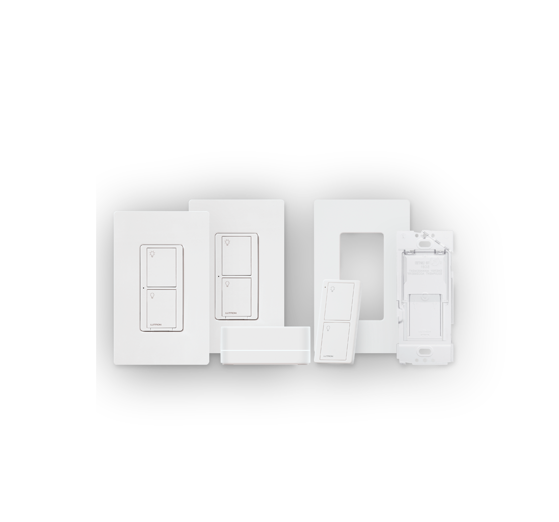 Lutron Caseta Smart Switch (2-Pack) with Smart Hub and Remote, Neutral Wire Required (White)