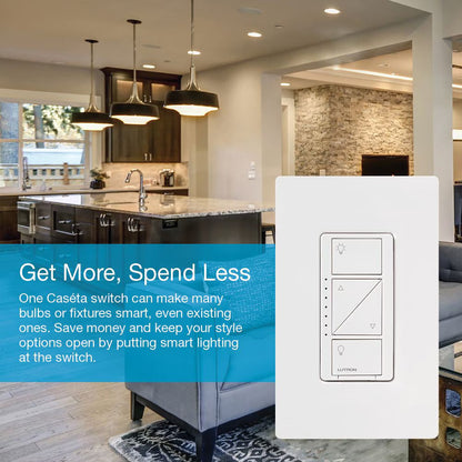 Lutron Caseta Smart Switch (2-Pack) with Smart Hub and Remote, Neutral Wire Required (White)