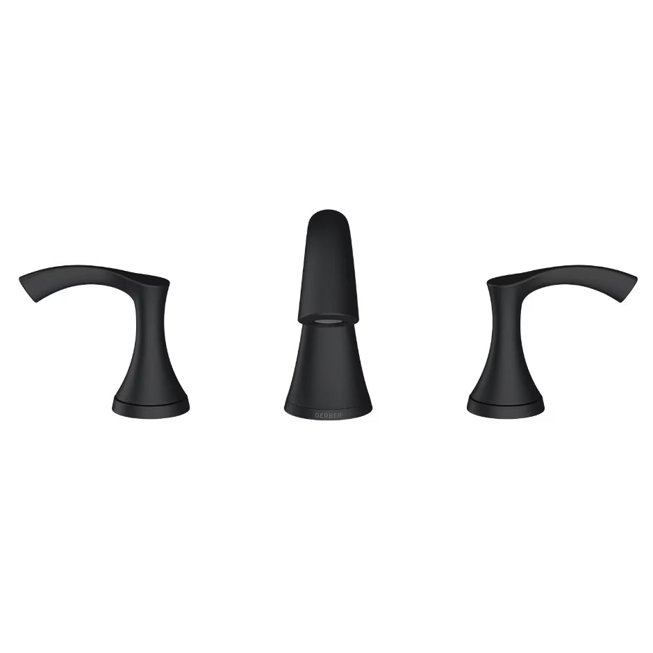 Gerber Antioch® Two Handle Widespread Bathroom Faucet with Metal Touch-Down Drain (Matte Black)