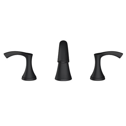 Gerber Antioch® Two Handle Widespread Bathroom Faucet with Metal Touch-Down Drain (Matte Black)