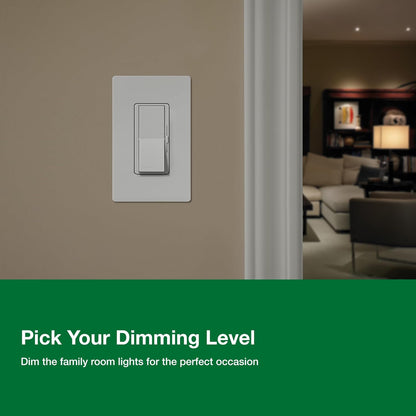 Lutron Diva LED+ Dimmer Switch for Dimmable LED/Halogen/Incandescent Bulbs, Single-Pole or 3-Way (White)