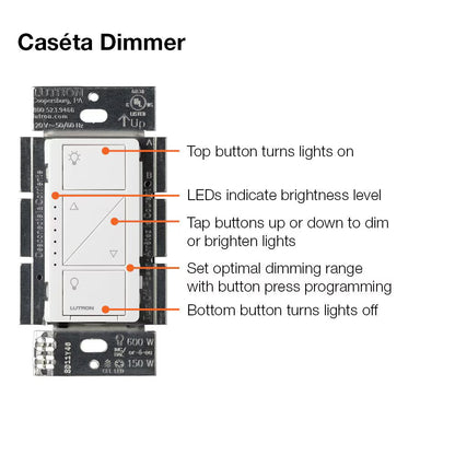 Lutron Caseta Wireless Lighting Dimmer Switch with Remote (White)