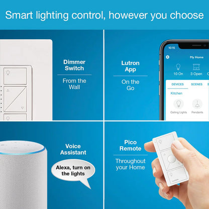Lutron Caseta Smart Switch (2-Pack) with Smart Hub and Remote, Neutral Wire Required (White)