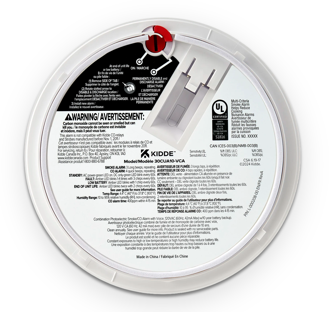 Kidde Hardwire Interconnect Smoke & CO Alarm with 10-Year Battery Backup and Voice Alerts (30CUA10-VCA)