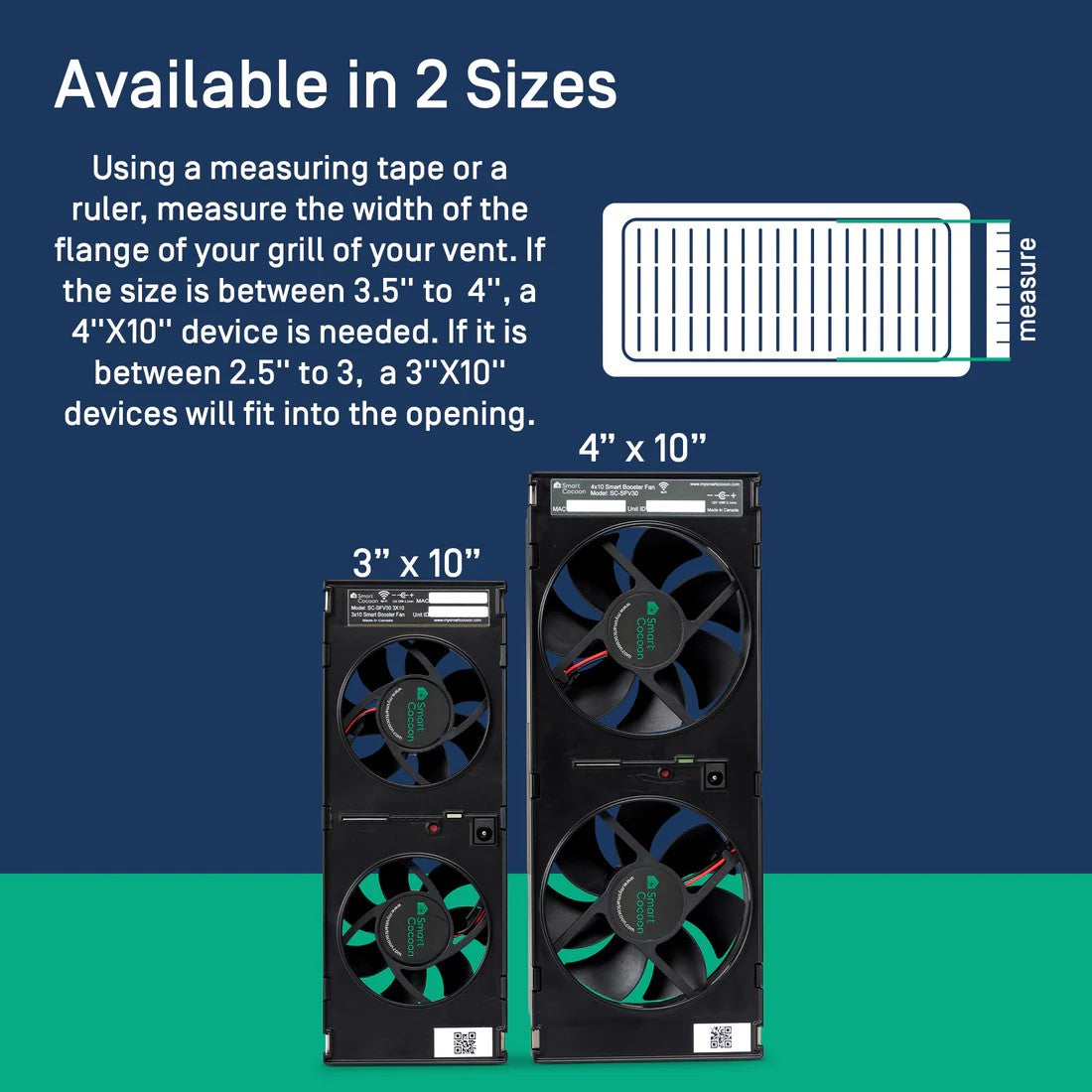 SmartCocoon Smart Vent / Register Booster Fan For 3x10 and 4x10 Vents