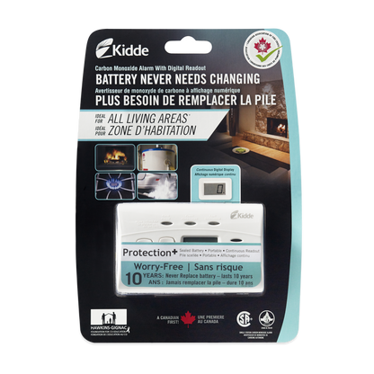 Kidde 10-Year Battery-Operated Worry-Free Carbon Monoxide (CO) Alarm with Digital Display - C3010D-CA
